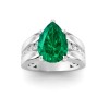5 Ct Pear Emerald & Lab Diamond Channel Set Wide Band Engagement Ring