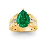 5 Ct Pear Emerald & Lab Diamond Channel Set Wide Band Engagement Ring
