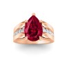 5 Ct Pear Ruby & Lab Diamond Channel Set Wide Band Engagement Ring