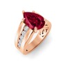 5 Ct Pear Ruby & Lab Diamond Channel Set Wide Band Engagement Ring
