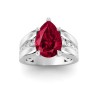 5 Ct Pear Ruby & Lab Diamond Channel Set Wide Band Engagement Ring