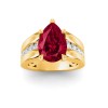 5 Ct Pear Ruby & Lab Diamond Channel Set Wide Band Engagement Ring
