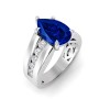 5 Ct Pear Sapphire & Lab Diamond Channel Set Wide Band Engagement Ring