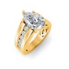 4 Ct Pear Lab Diamond Channel Set Wide Band Engagement Ring