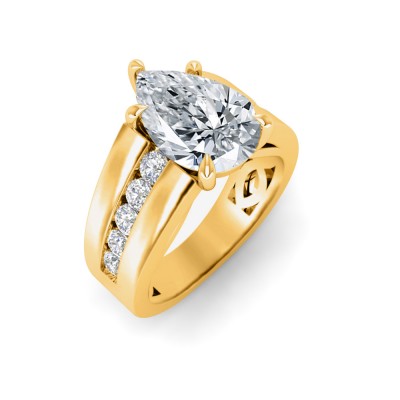 4 Ct Pear Lab Diamond Channel Set Wide Band Engagement Ring
