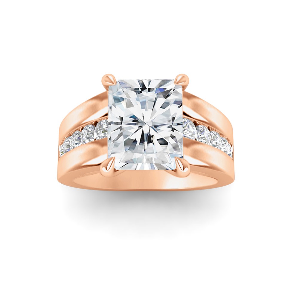 4 Ct Radiant Colorless Lab Diamond Channel Set Wide Band Engagement Ring