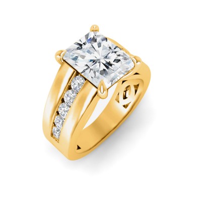 3 Ct Radiant Lab Diamond Channel Set Wide Band Engagement Ring