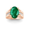 5 Ct Oval Emerald & Lab Diamond Channel Set Wide Band Engagement Ring