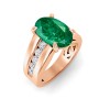 5 Ct Oval Emerald & Lab Diamond Channel Set Wide Band Engagement Ring
