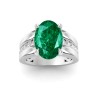 5 Ct Oval Emerald & Lab Diamond Channel Set Wide Band Engagement Ring
