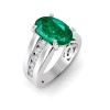 5 Ct Oval Emerald & Lab Diamond Channel Set Wide Band Engagement Ring