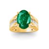5 Ct Oval Emerald & Lab Diamond Channel Set Wide Band Engagement Ring