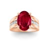 5 Ct Oval Ruby & Lab Diamond Channel Set Wide Band Engagement Ring