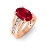 5 Ct Oval Ruby & Lab Diamond Channel Set Wide Band Engagement Ring