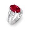 5 Ct Oval Ruby & Lab Diamond Channel Set Wide Band Engagement Ring
