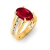 5 Ct Oval Ruby & Lab Diamond Channel Set Wide Band Engagement Ring