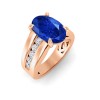 5 Ct Oval Sapphire & Lab Diamond Channel Set Wide Band Engagement Ring