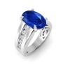 5 Ct Oval Sapphire & Lab Diamond Channel Set Wide Band Engagement Ring