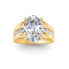 4 Ct Oval Lab Diamond Channel Set Wide Band Engagement Ring