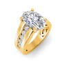 4 Ct Oval Lab Diamond Channel Set Wide Band Engagement Ring
