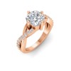 4 Ct Cushion Lab Diamond & .33 Ctw Classic Twisted Vine Engagement Ring