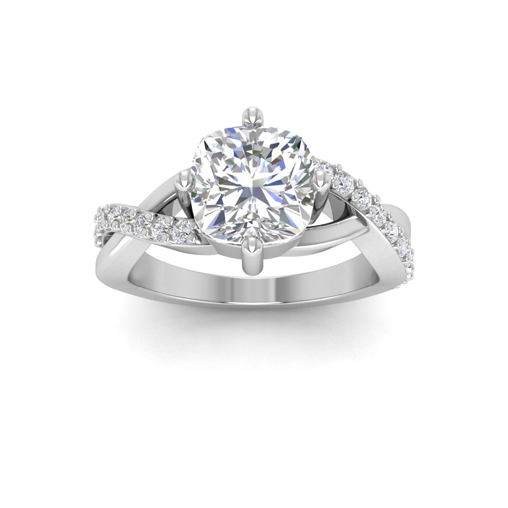 5 Ct Cushion Moissanite & .33 Ctw Lab Diamond Classic Twisted Vine Engagement Ring