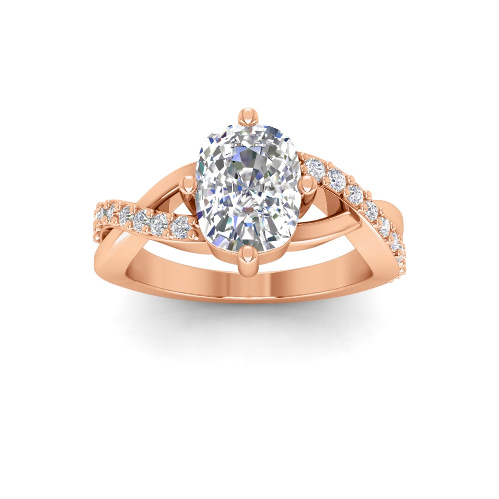 3.5 Ct Elongated Cushion Premium Lab Diamond & .33 Ctw Classic Twisted Vine Engagement Ring