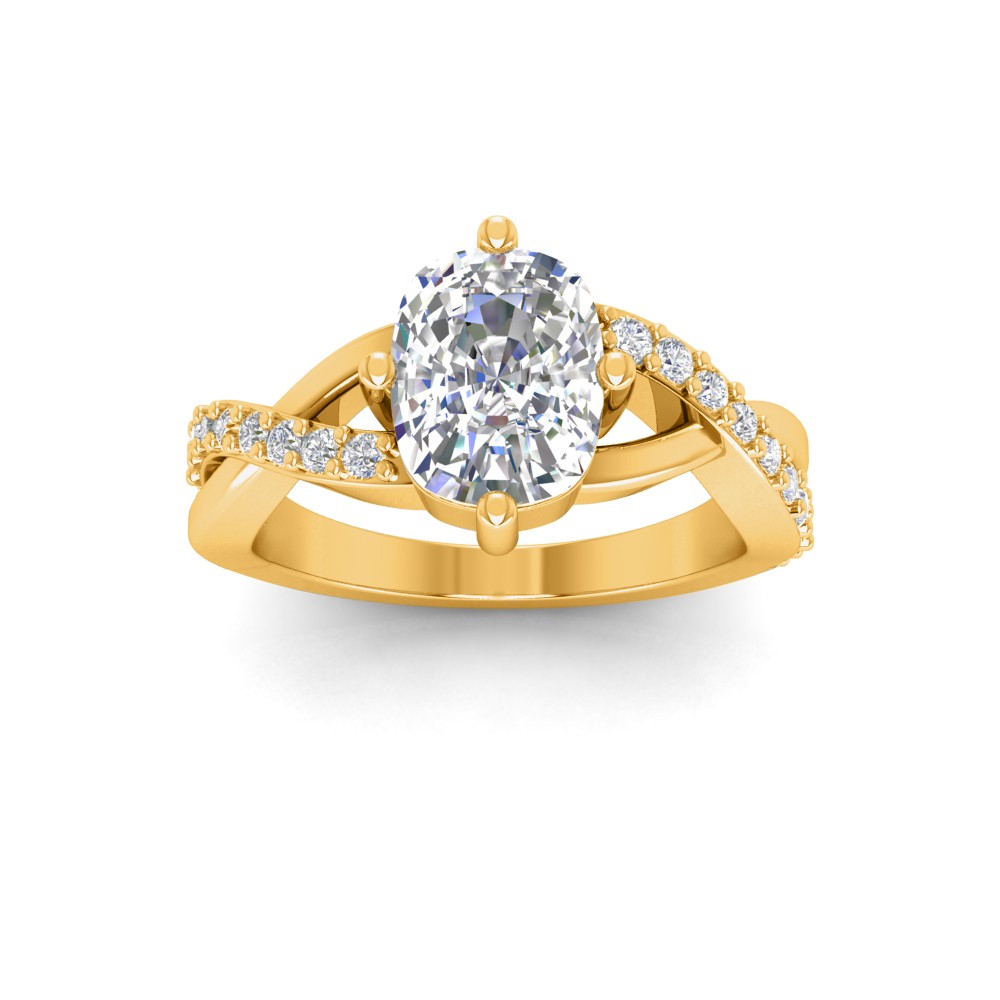 4 Ct Elongated Cushion Lab Diamond & .33 Ctw Classic Twisted Vine Engagement Ring