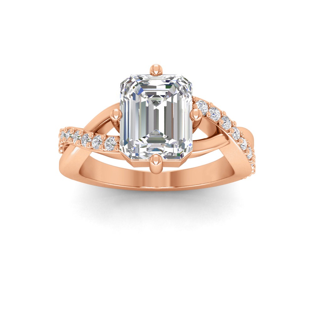 3 Ct Emerald Lab Diamond & .33 Ctw Classic Twisted Vine Engagement Ring