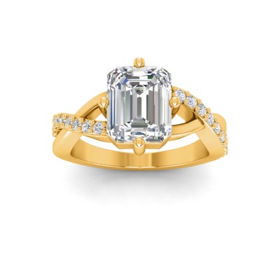 2.5 Ct Emerald Moissanite & .33 Ctw Lab Diamond Classic Twisted Vine Engagement Ring
