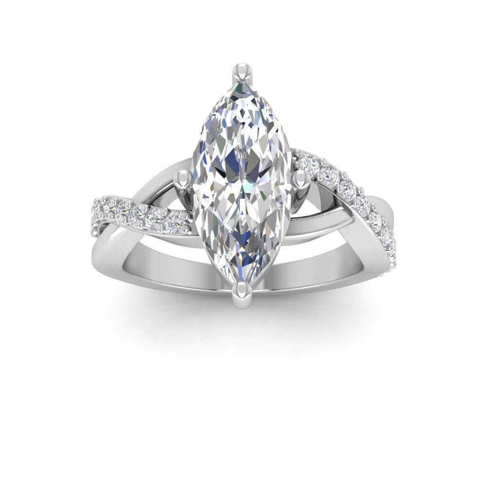 2.5 Ct Marquise Premium Lab Diamond & .33 Ctw Classic Twisted Vine Engagement Ring
