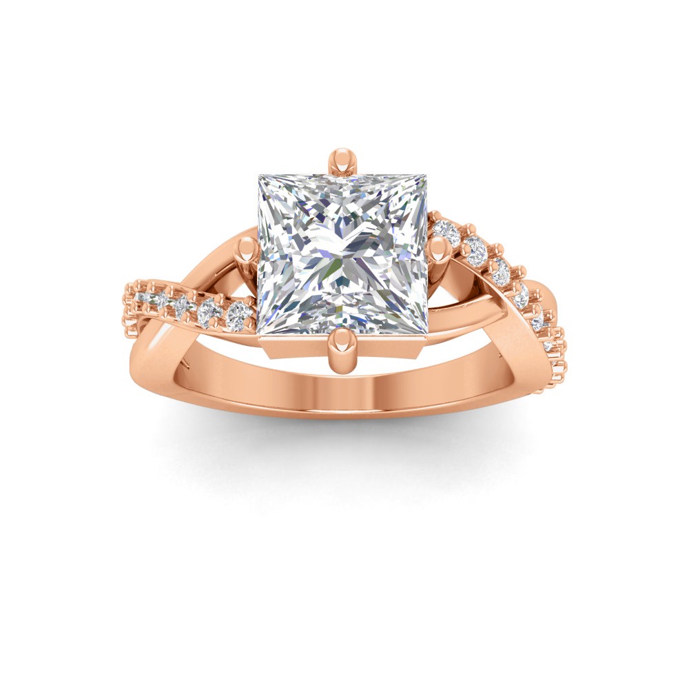 3 Ct Princess Premium Lab Diamond & .33 Ctw Classic Twisted Vine Engagement Ring