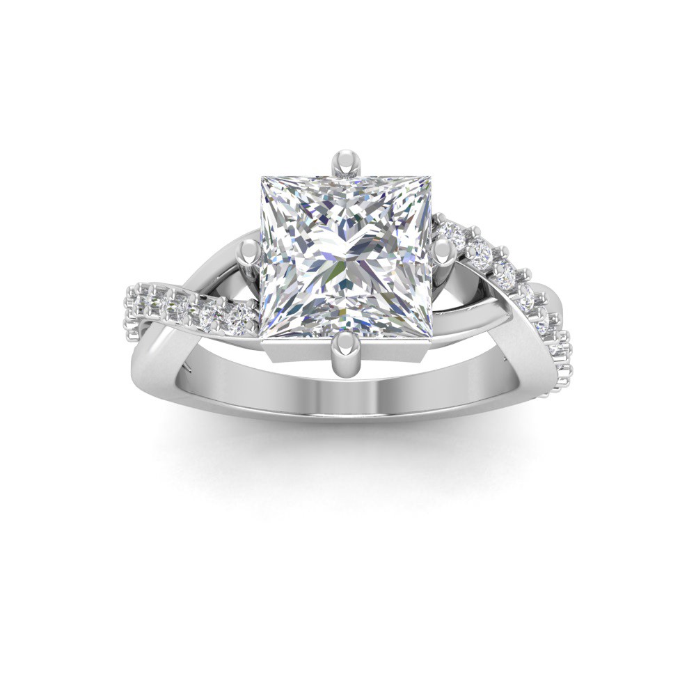 3.5 Ct Princess Moissanite & .33 Ctw Lab Diamond Classic Twisted Vine Engagement Ring