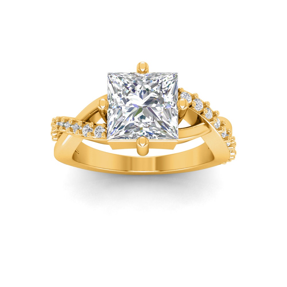 5 Ct Princess Lab Diamond & .33 Ctw Classic Twisted Vine Engagement Ring