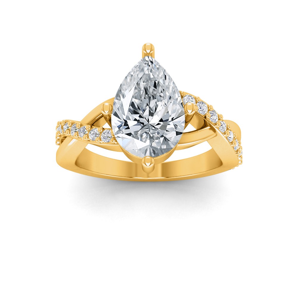3.5 Ct Pear Lab Diamond & .33 Ctw Classic Twisted Vine Engagement Ring