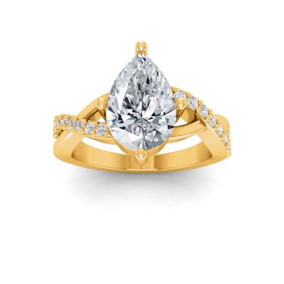 3 Ct Pear Lab Diamond & .33 Ctw Classic Twisted Vine Engagement Ring
