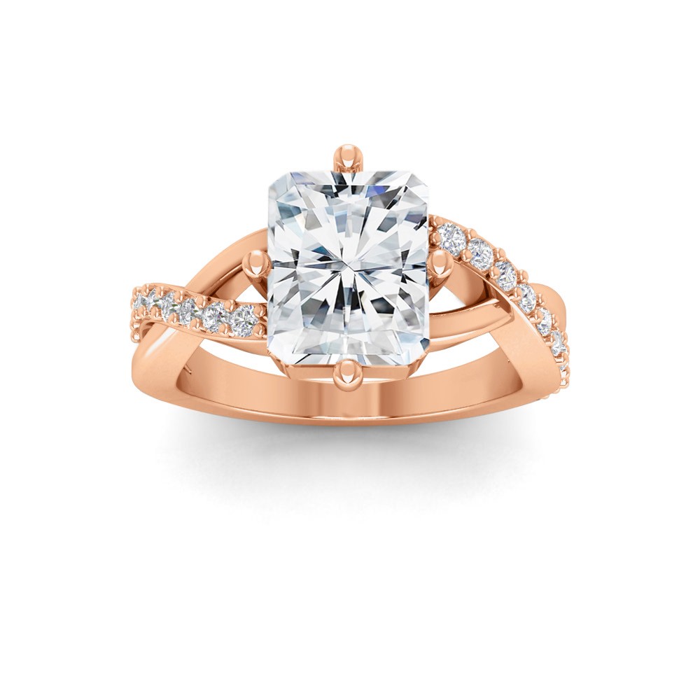 3.5 Ct Radiant Premium Lab Diamond & .33 Ctw Classic Twisted Vine Engagement Ring