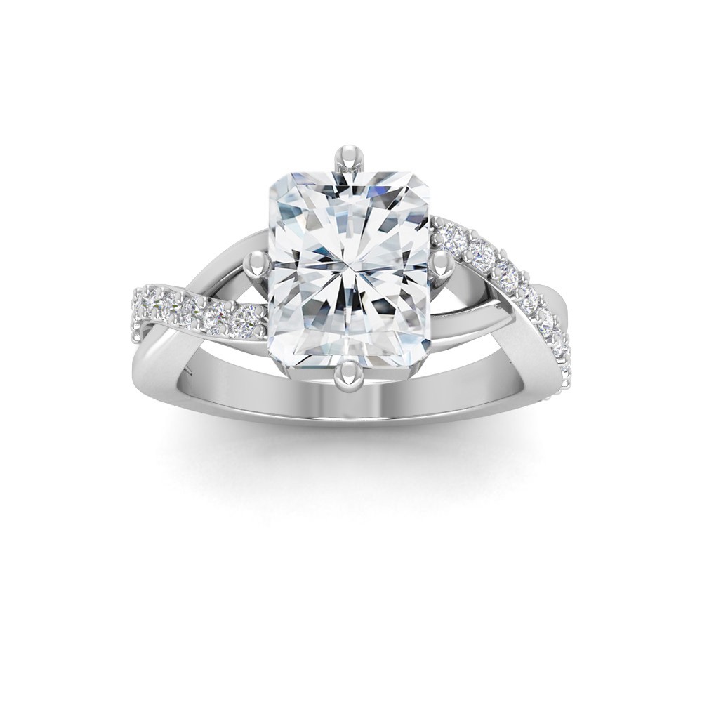 4 Ct Radiant Premium Lab Diamond & .33 Ctw Classic Twisted Vine Engagement Ring