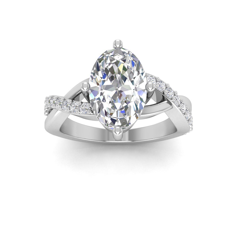 4 Ct Oval Premium Lab Diamond & .33 Ctw Classic Twisted Vine Engagement Ring