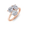 3 Ctw Lab Diamond Pear, Oval & Round Toi et Moi Three Stone Ring