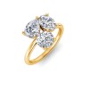 3 Ctw Lab Diamond Pear, Oval & Round Toi et Moi Three Stone Ring