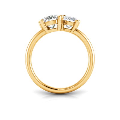 3 Ctw Lab Diamond Pear, Oval & Round Toi et Moi Three Stone Ring