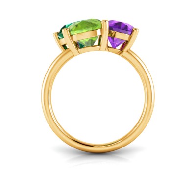 6 Ctw Birthstone Pear, Oval & Round Toi et Moi Three Stone Ring