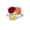 6 Ctw Birthstone Pear, Oval & Round Toi et Moi Three Stone Ring