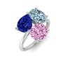 3 Ctw Birthstone Pear, Oval & Round Toi et Moi Three Stone Ring