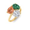 3 Ctw Birthstone Pear, Oval & Round Toi et Moi Three Stone Ring