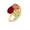 6 Ctw Birthstone Pear, Oval & Round Toi et Moi Three Stone Ring