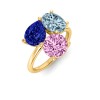 3 Ctw Birthstone Pear, Oval & Round Toi et Moi Three Stone Ring