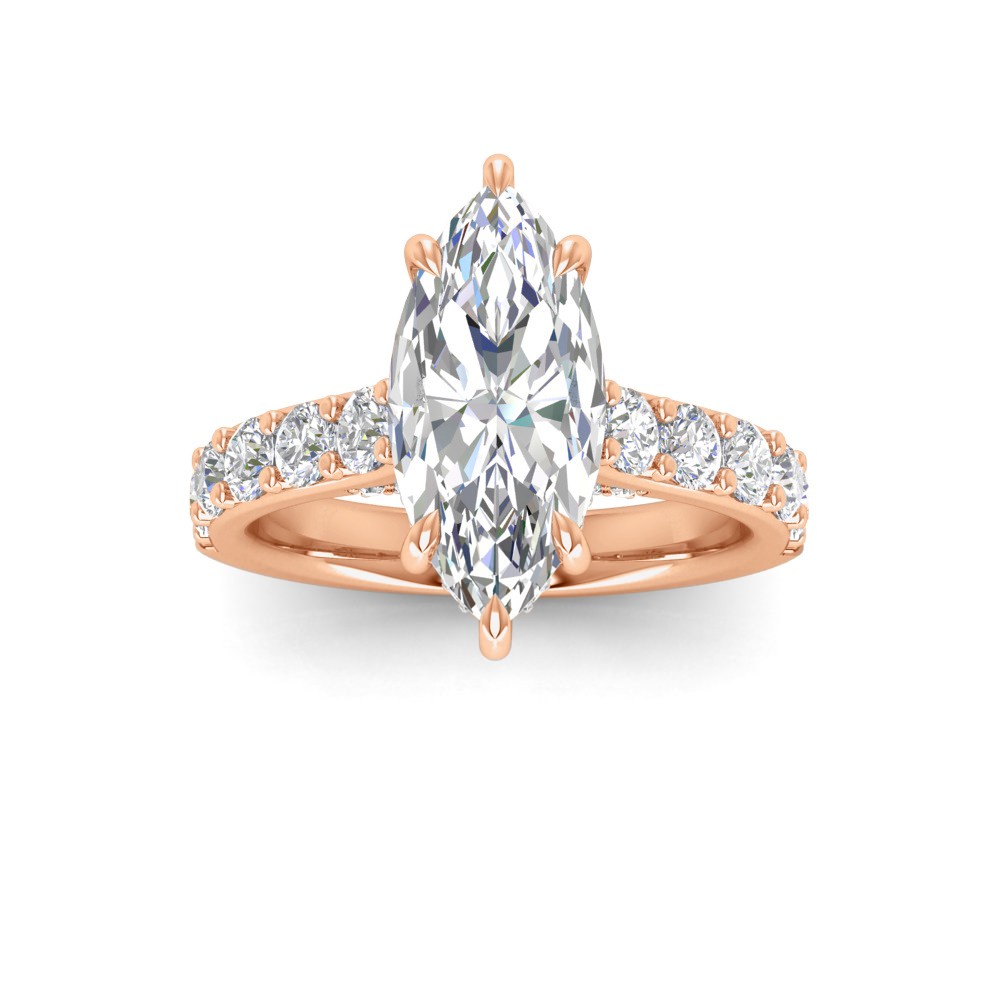 2.5 Ct Marquise Lab Diamond & 0.98 Ctw Lab Diamond Lux Gala Hidden Halo Engagement Ring