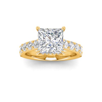 3 Ct Princess Moissanite & 0.98 Ctw Lab Diamond Lux Gala Hidden Halo Engagement Ring
